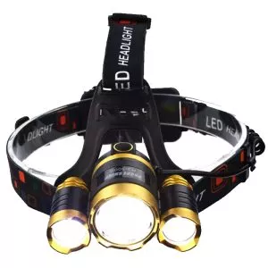 פנס ראש נטען 3 נורות סוללת ליתיום דגם XML 3.7V 2*18650LION