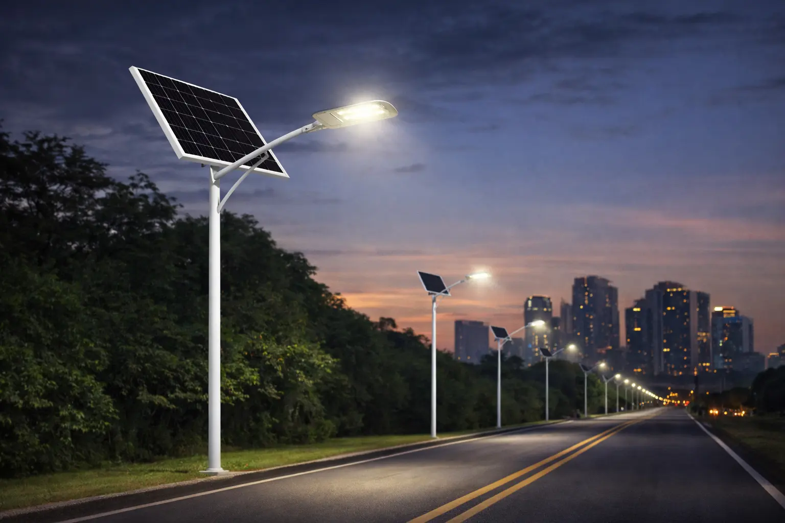 תאורת רחוב סולארית מקצועית NEWTEC CARBON 9000Lm